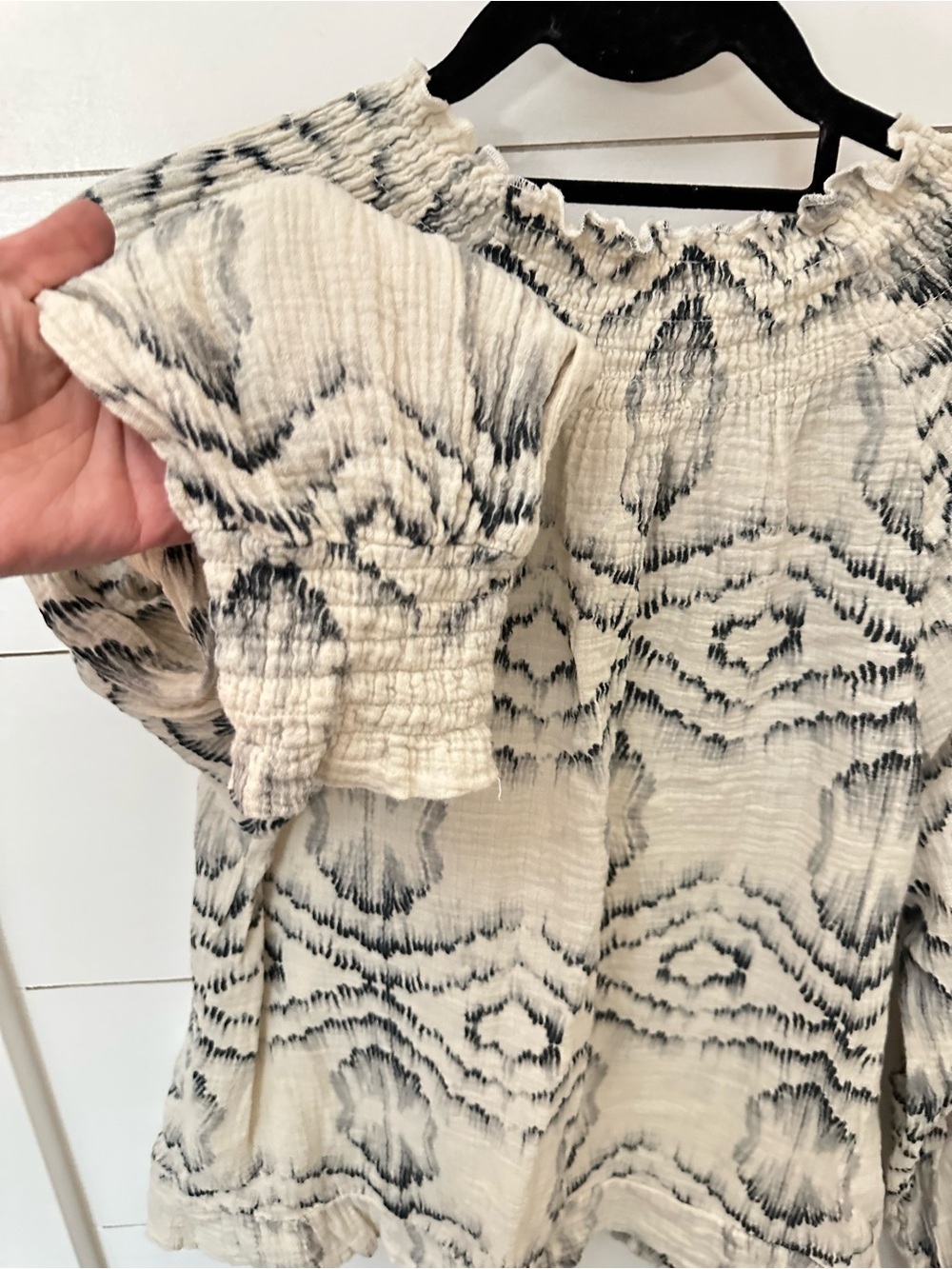Anthropology Porridge S Ines cotton gauze ruffle sleeve V-neck peasant blouse - Picture 13 of 13